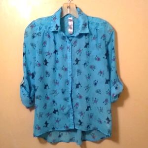 Knit Works Turquoise w/ Cats Top